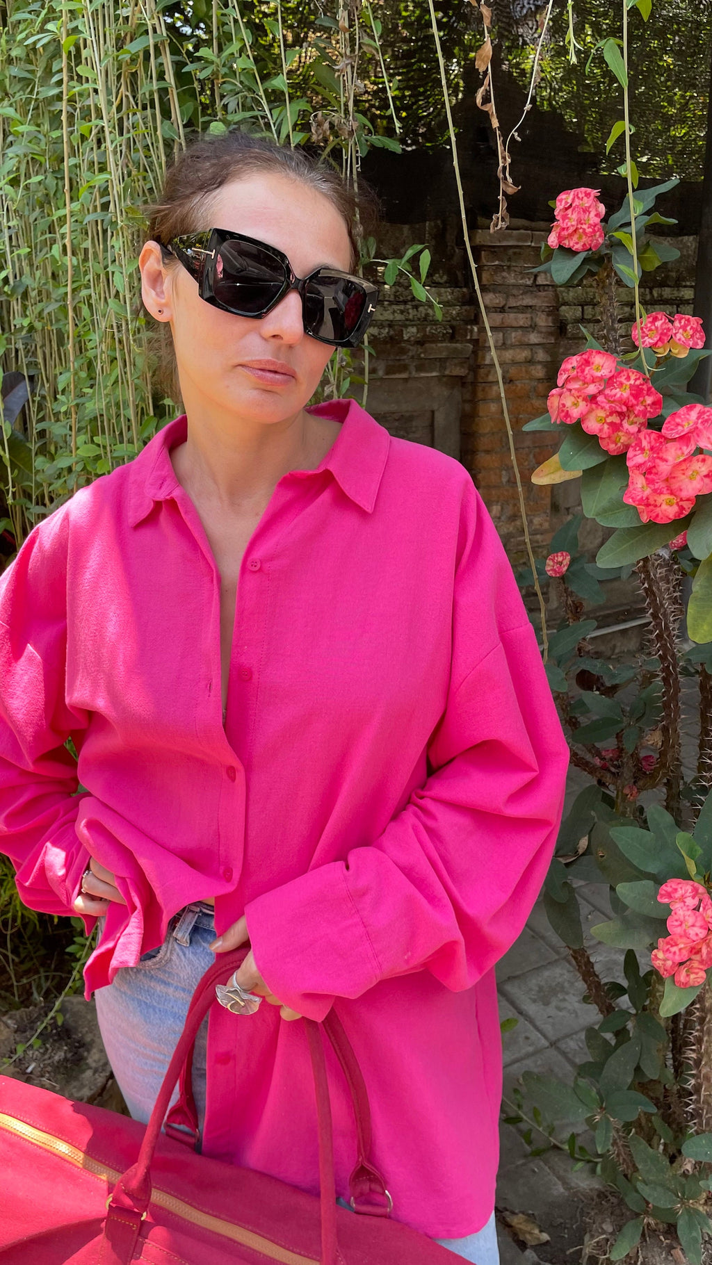 Oversized Linen Shirt MALDI — Fuchsia