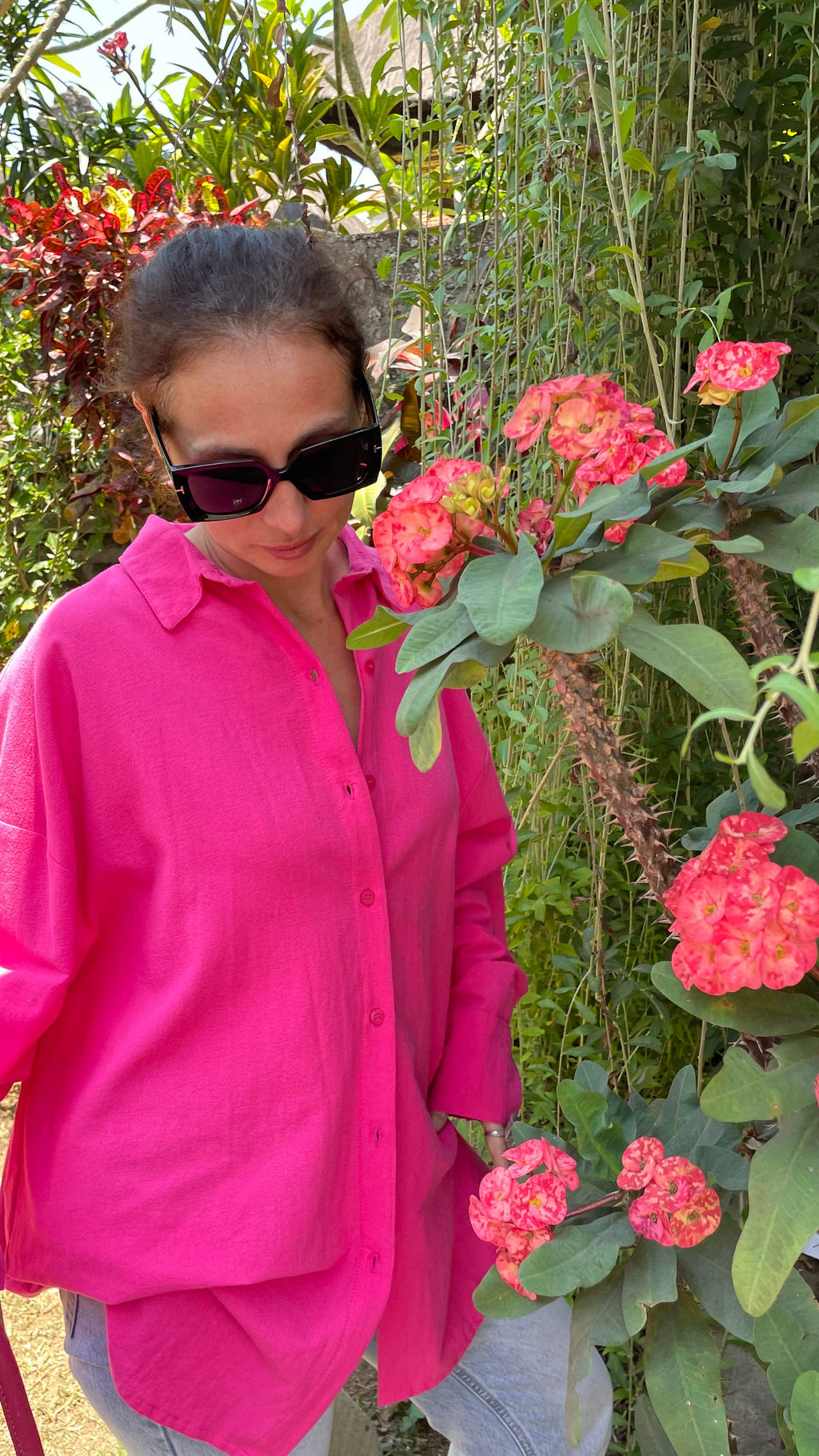 Oversized Linen Shirt MALDI — Fuchsia