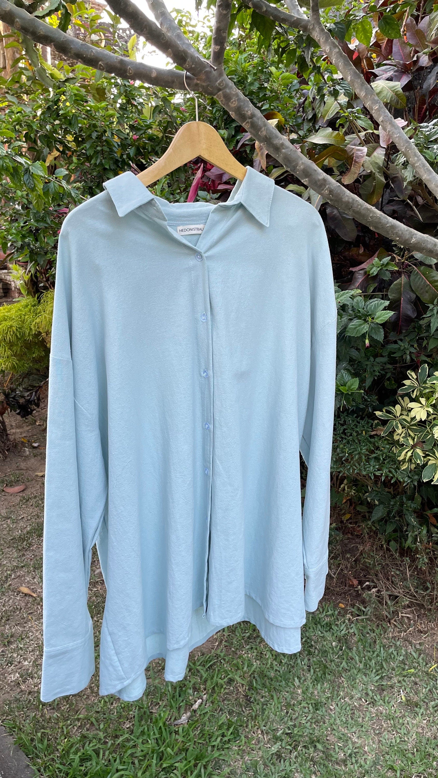 Oversized Linen Shirt MALDI — Light Baby Blue