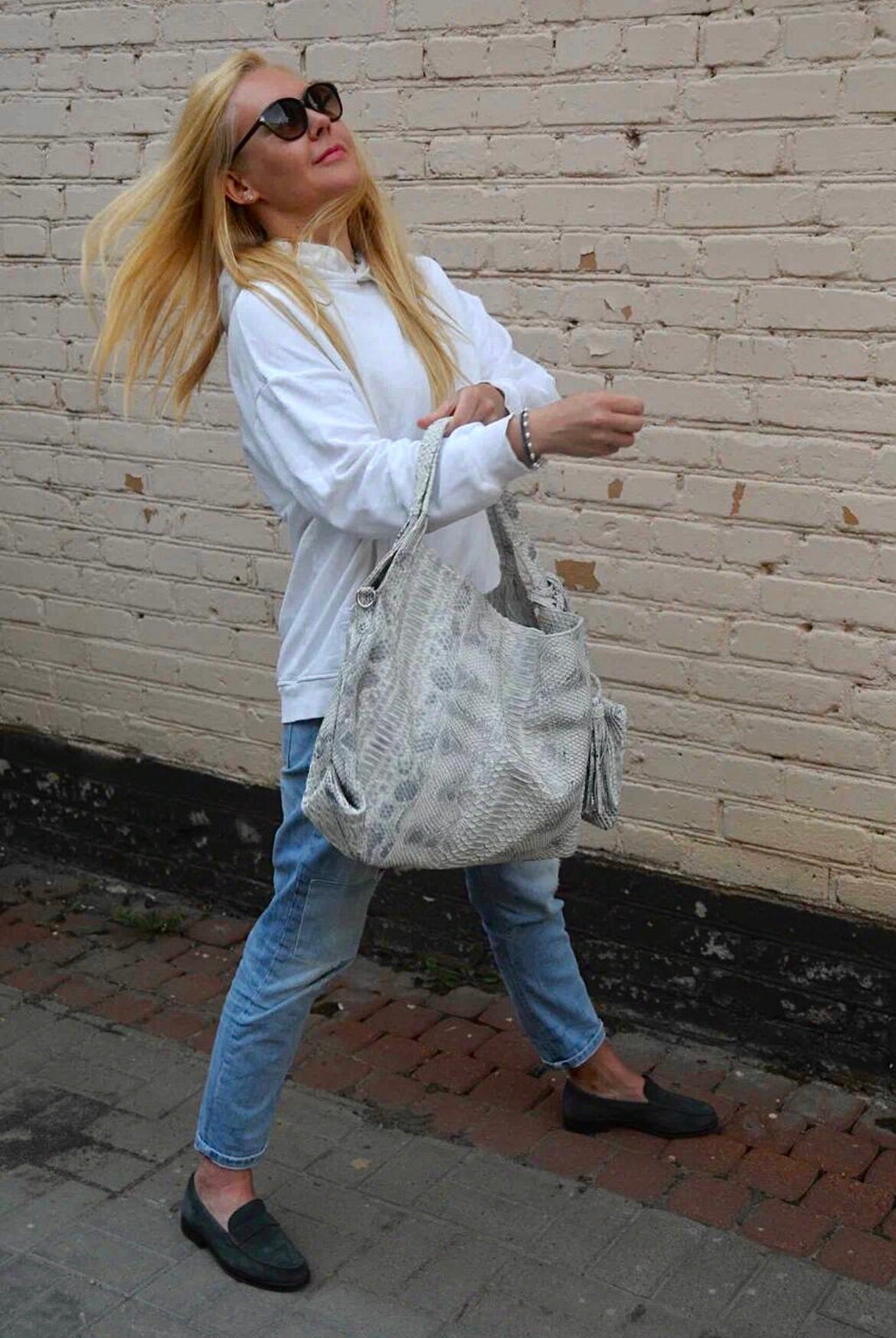 Big Soft Hobo Python Skin Bag
