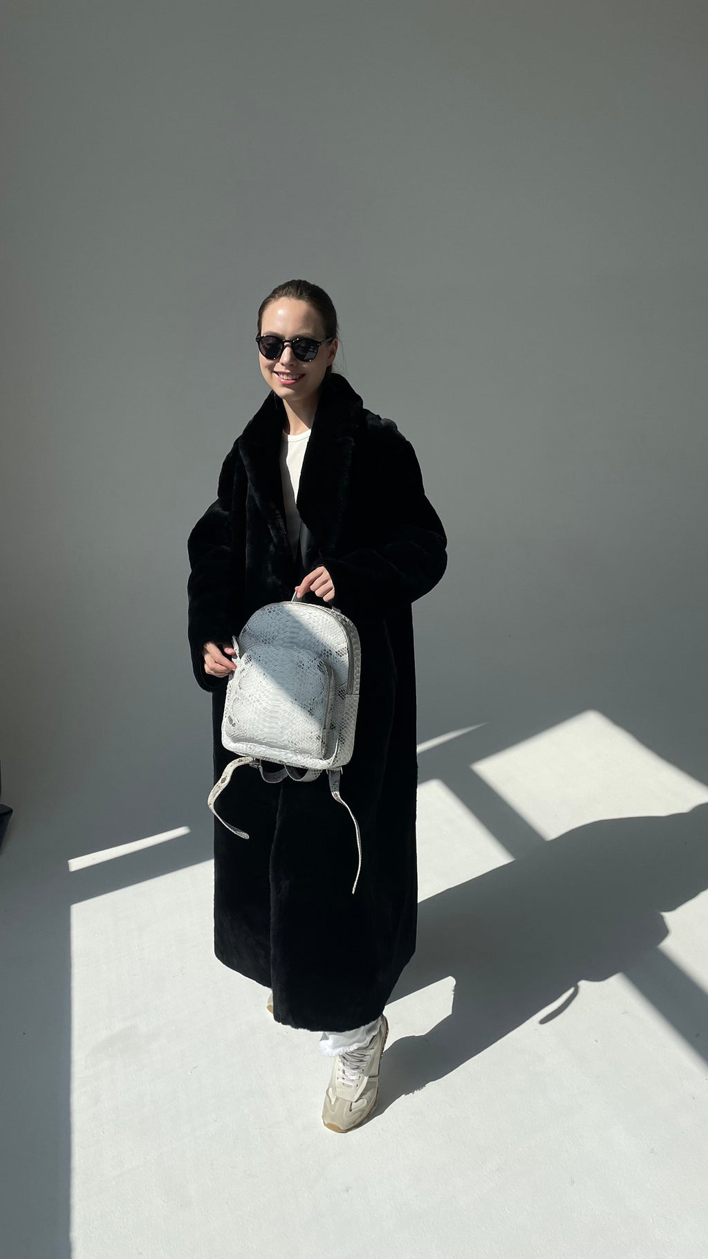 Genuine Python Skin Backpack — White