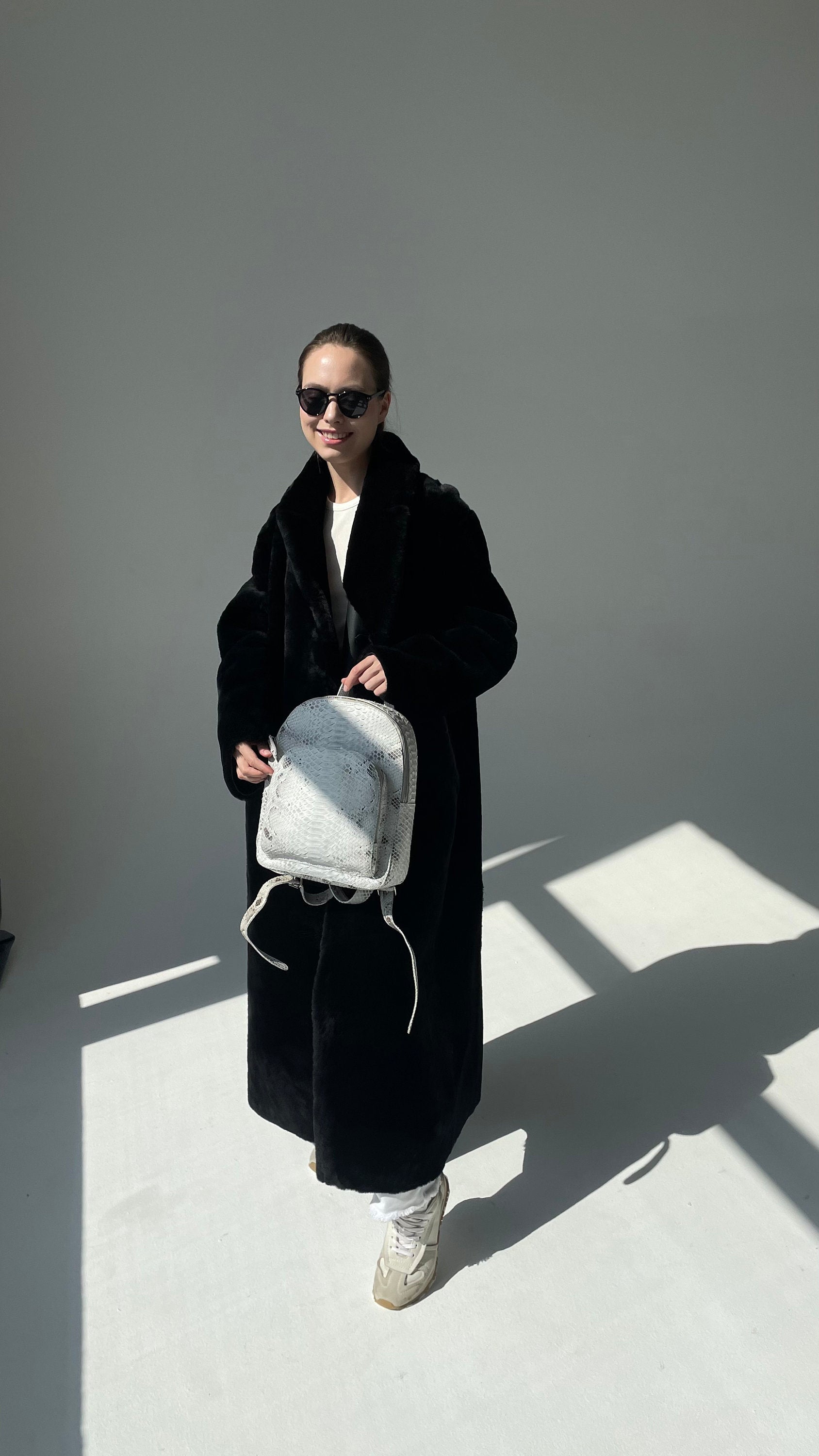 Genuine Python Skin Backpack — White