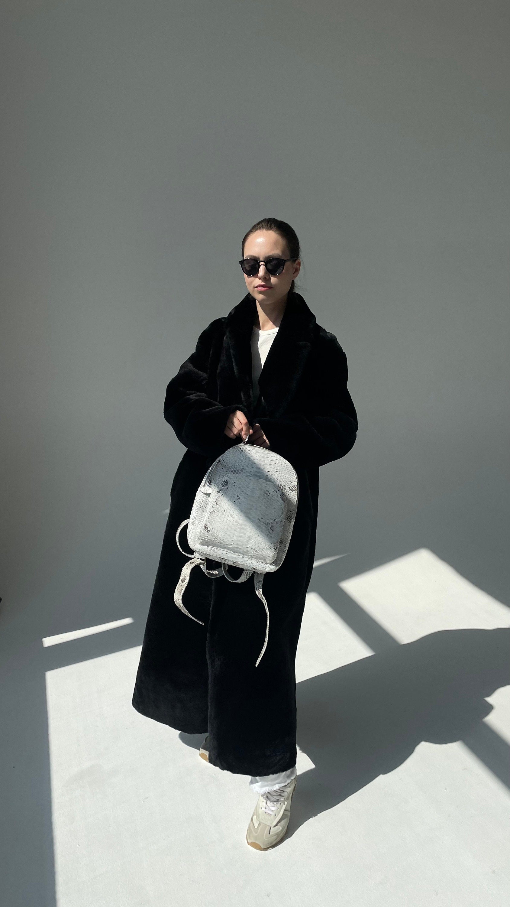 Genuine Python Skin Backpack — White