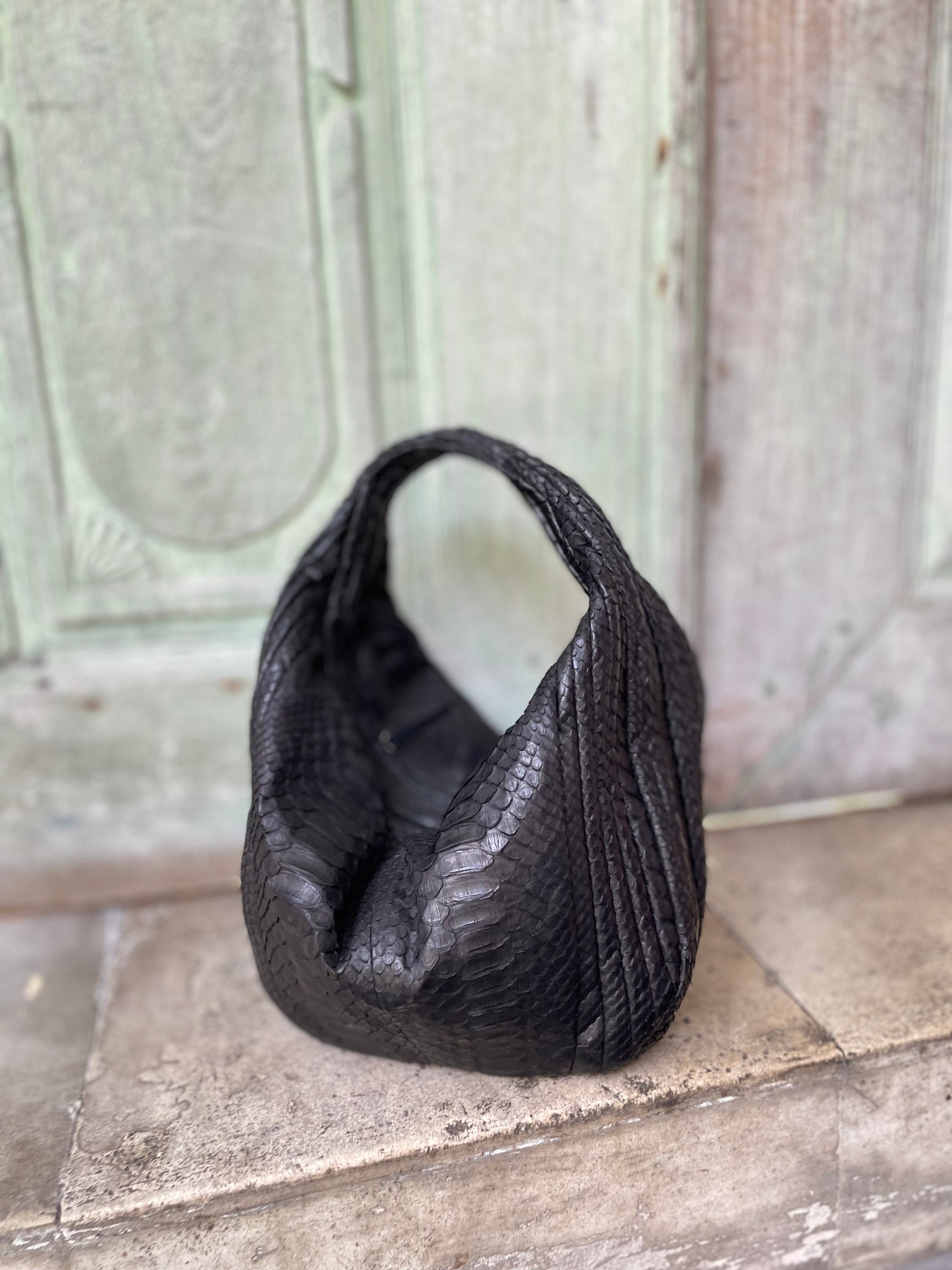 Medium Soft Hobo Classy Sport Woman Stitched Bag — Black