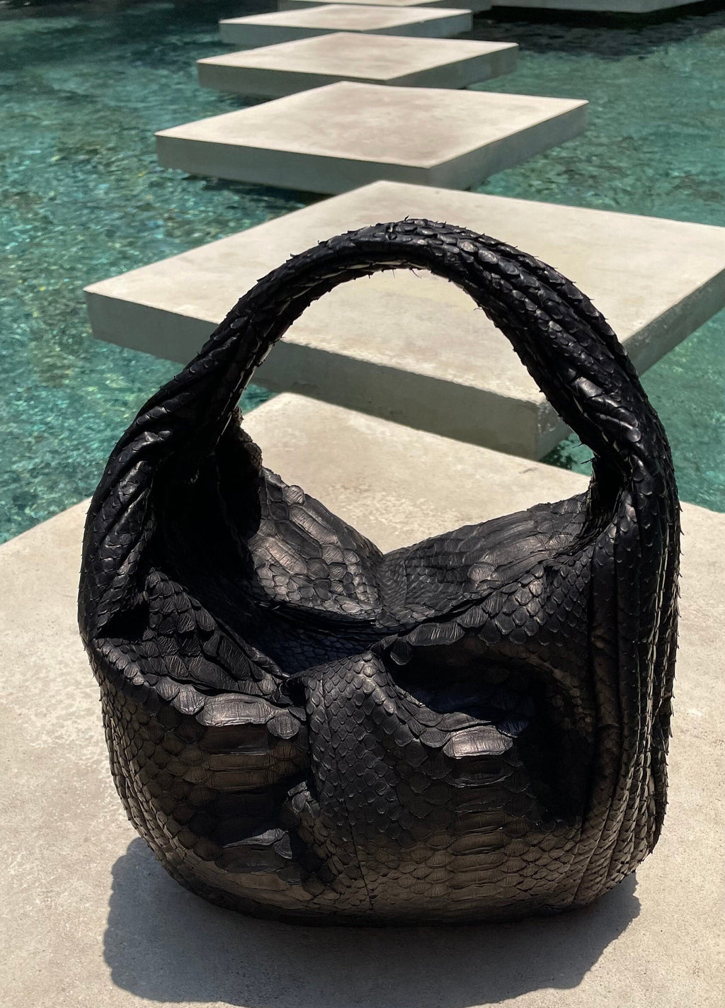 Medium Soft Hobo Classy Sport Woman Stitched Bag — Black