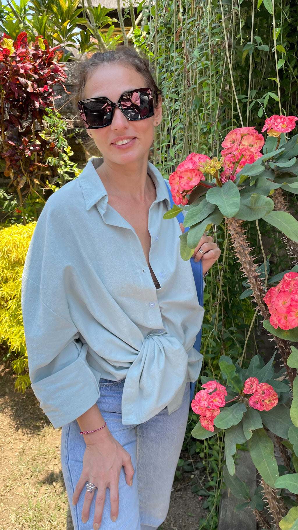 Oversized Linen Shirt MALDI — Light Baby Blue