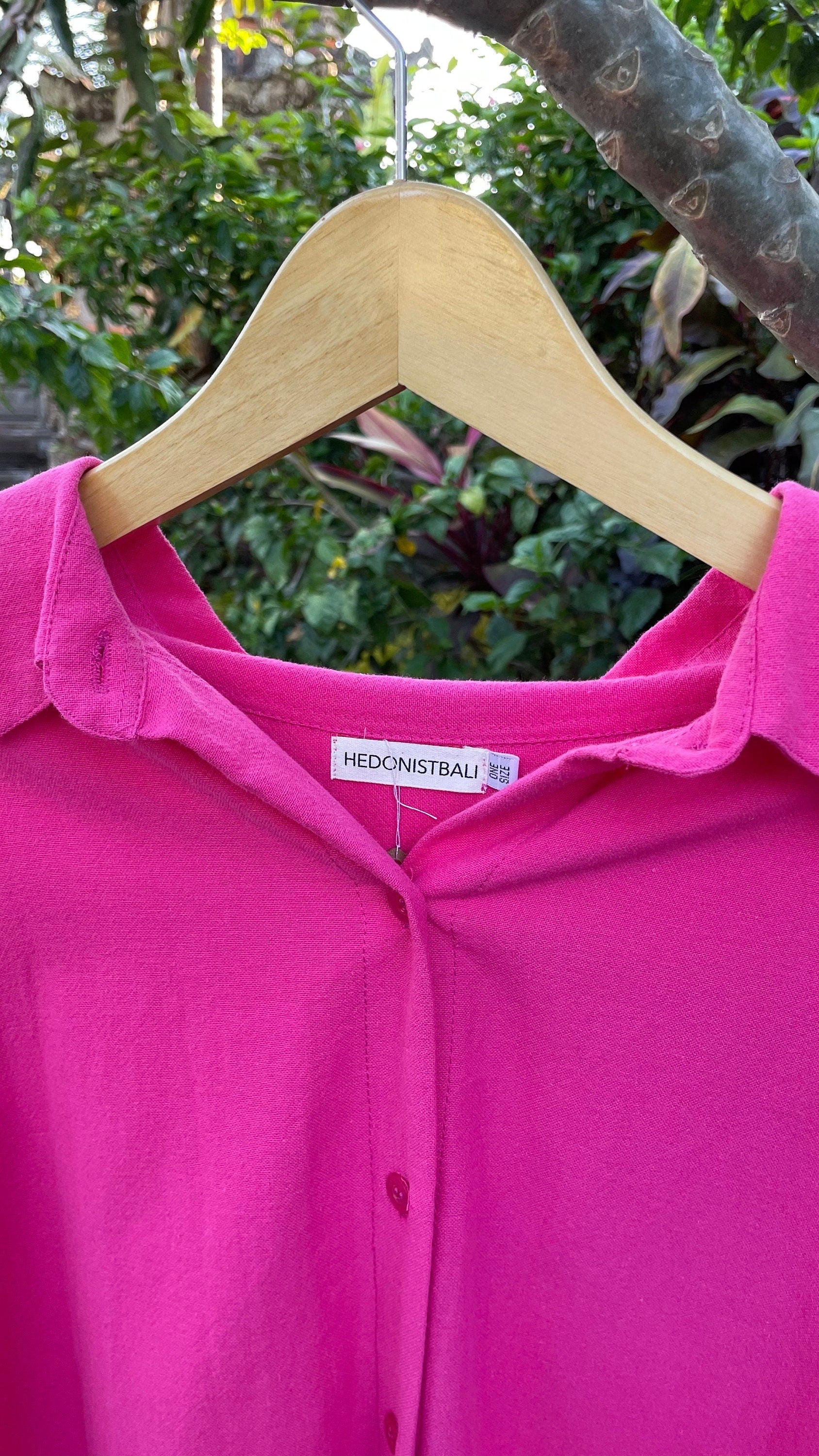 Oversized Linen Shirt MALDI — Fuchsia