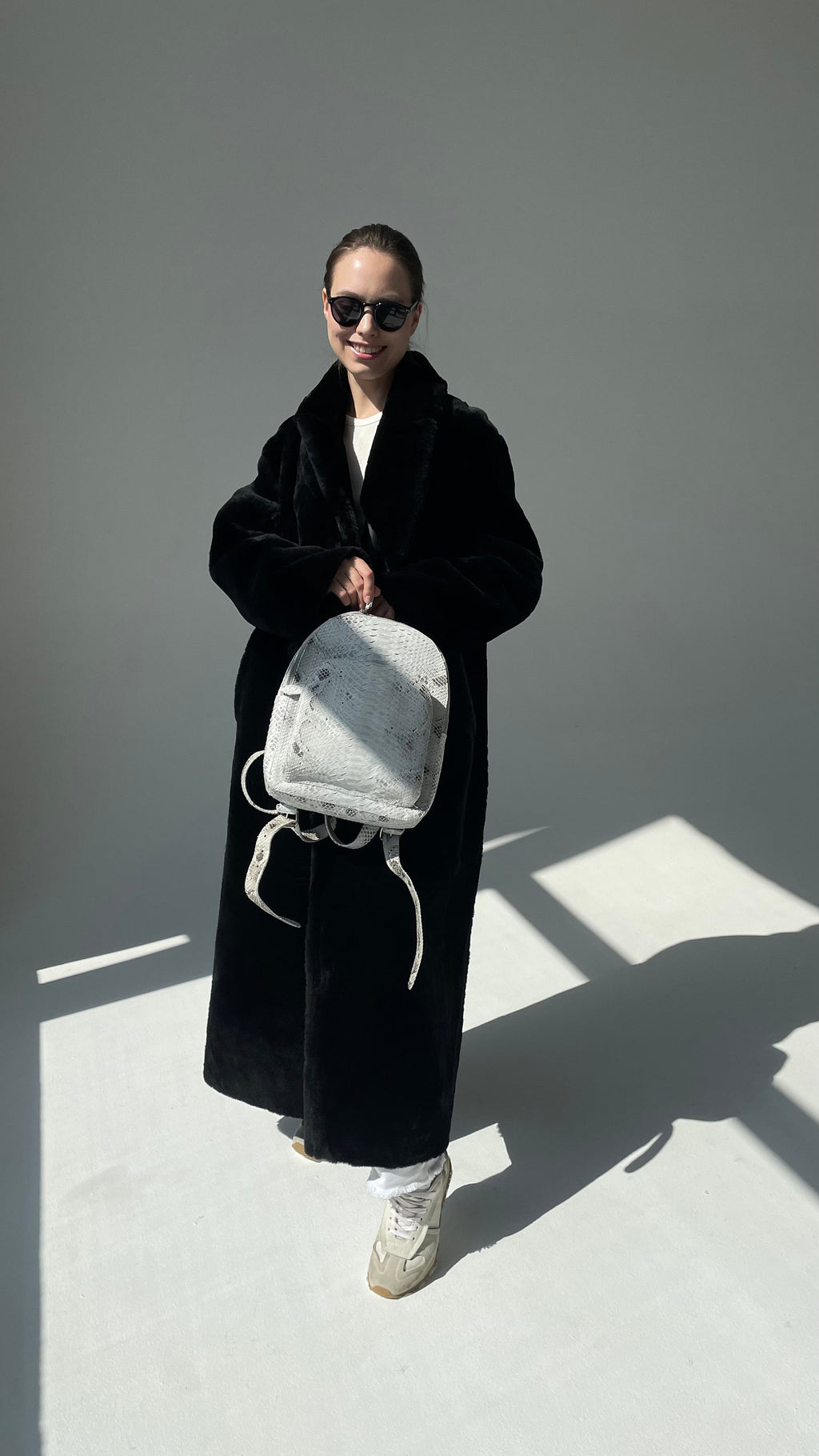 Genuine Python Skin Backpack — White