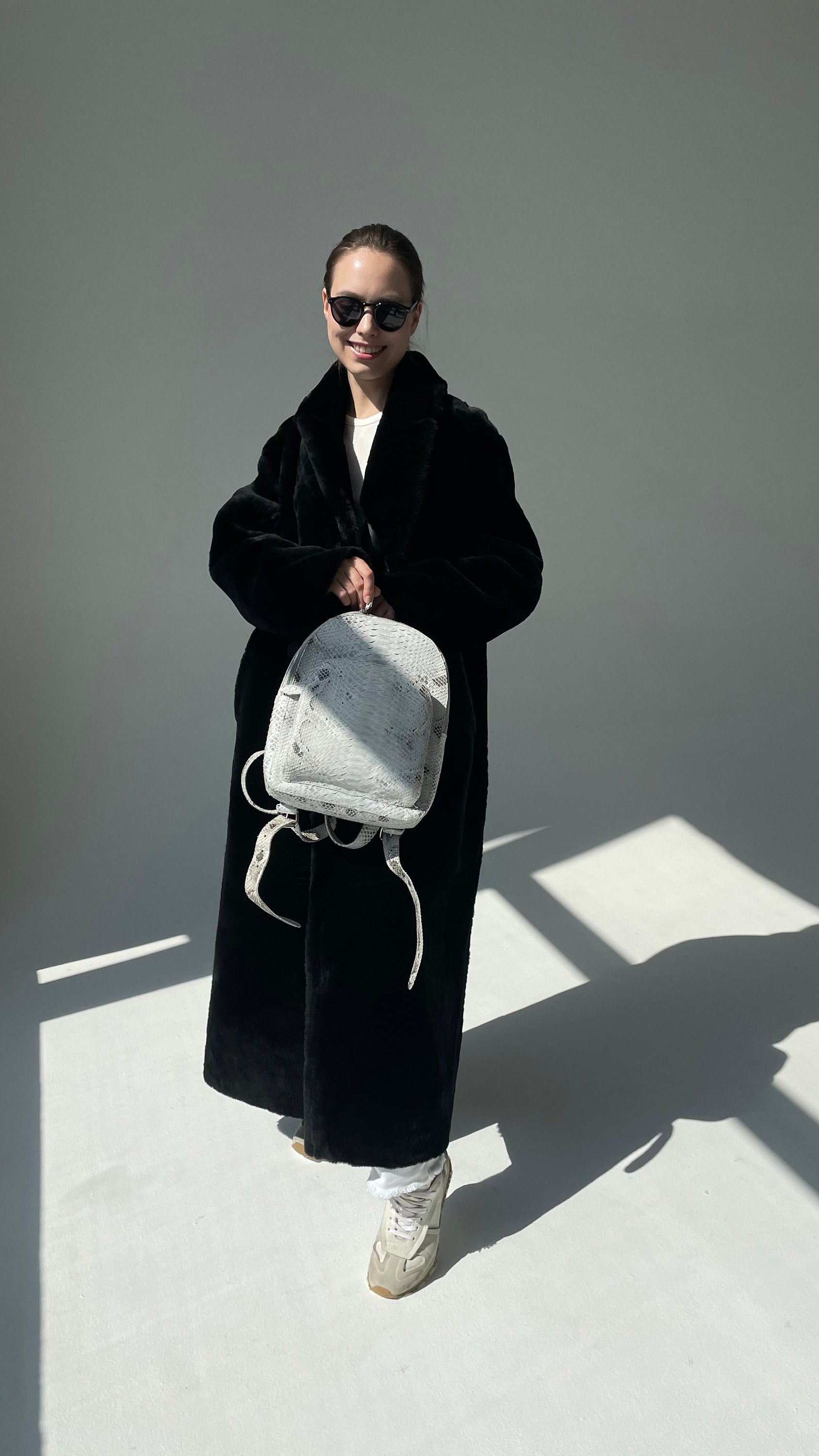 Genuine Python Skin Backpack — White