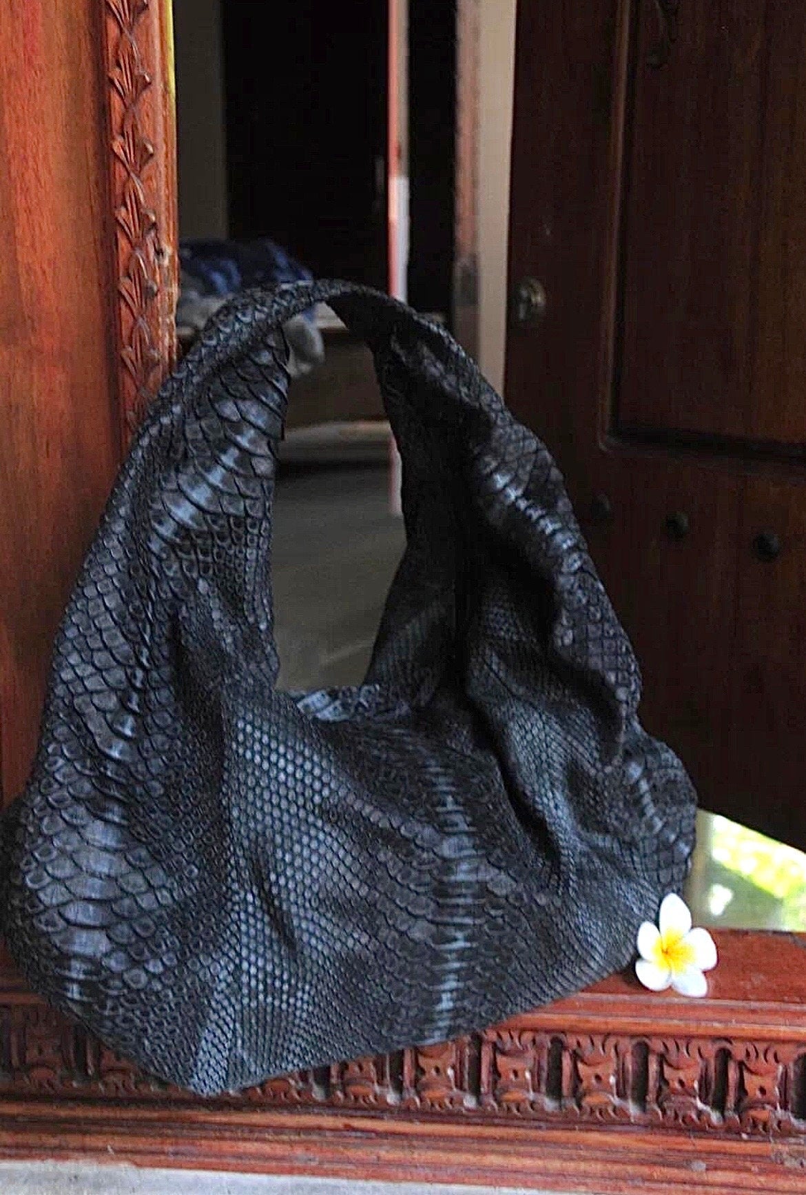Big Soft Hobo Classy Sport Woman Bag | Purse Genuine Python Skin | Python Skin Products | Gray Big Elegant Leather Designer Soft Bag Snake