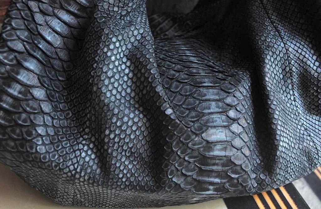 Big Soft Hobo Python Skin Bag — Gray