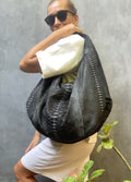 Big Soft Hobo Python Skin Bag — Gray