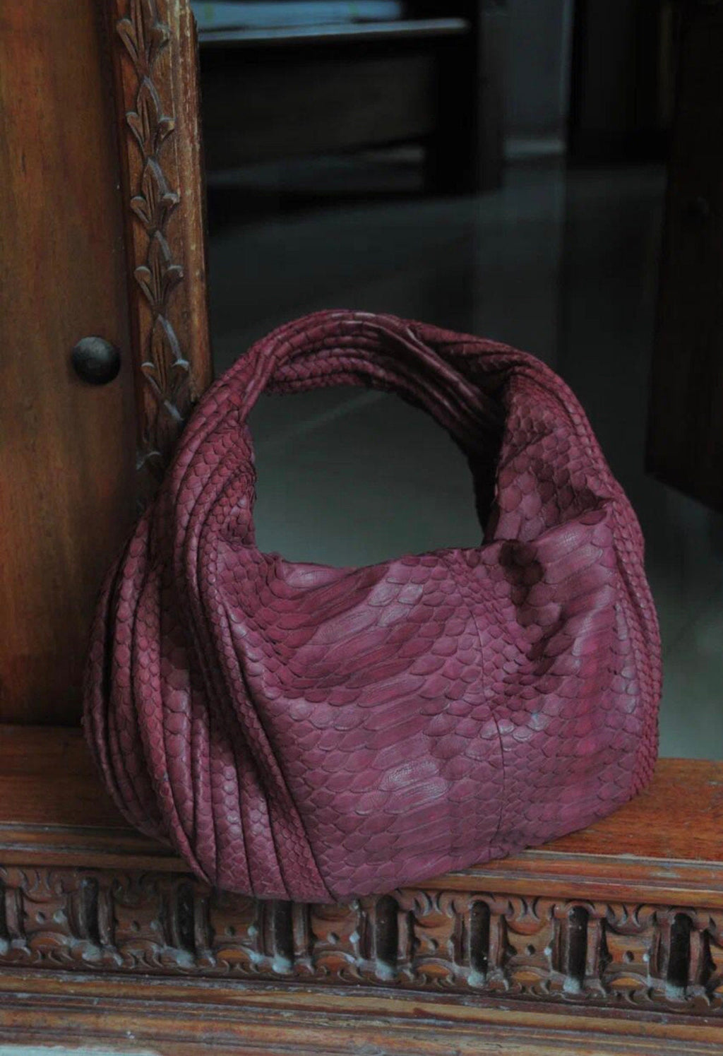 Medium Soft Hobo Classy Sport Woman Stitched Bag — Red