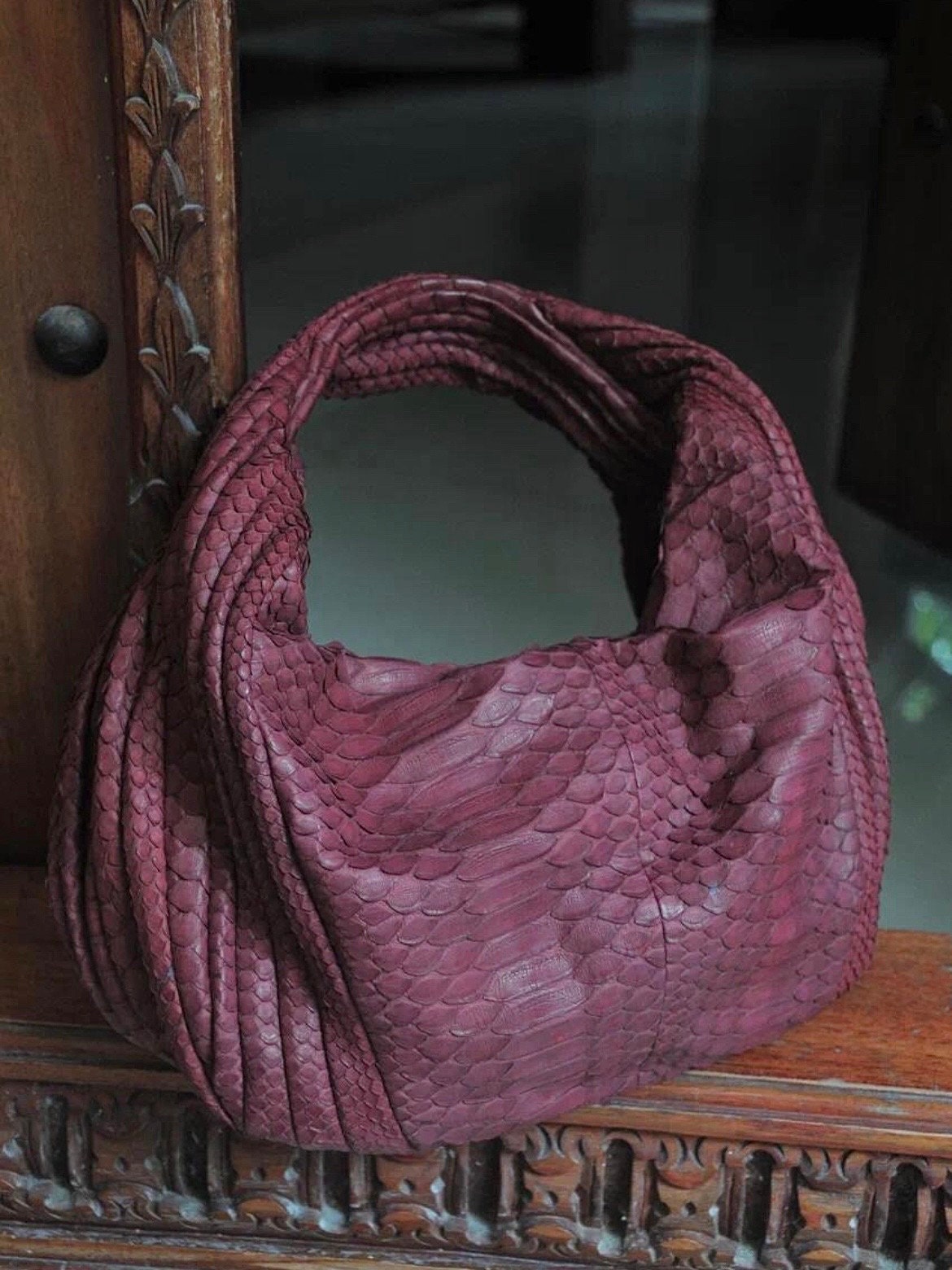 Medium Soft Hobo Classy Sport Woman Stitched Bag — Red
