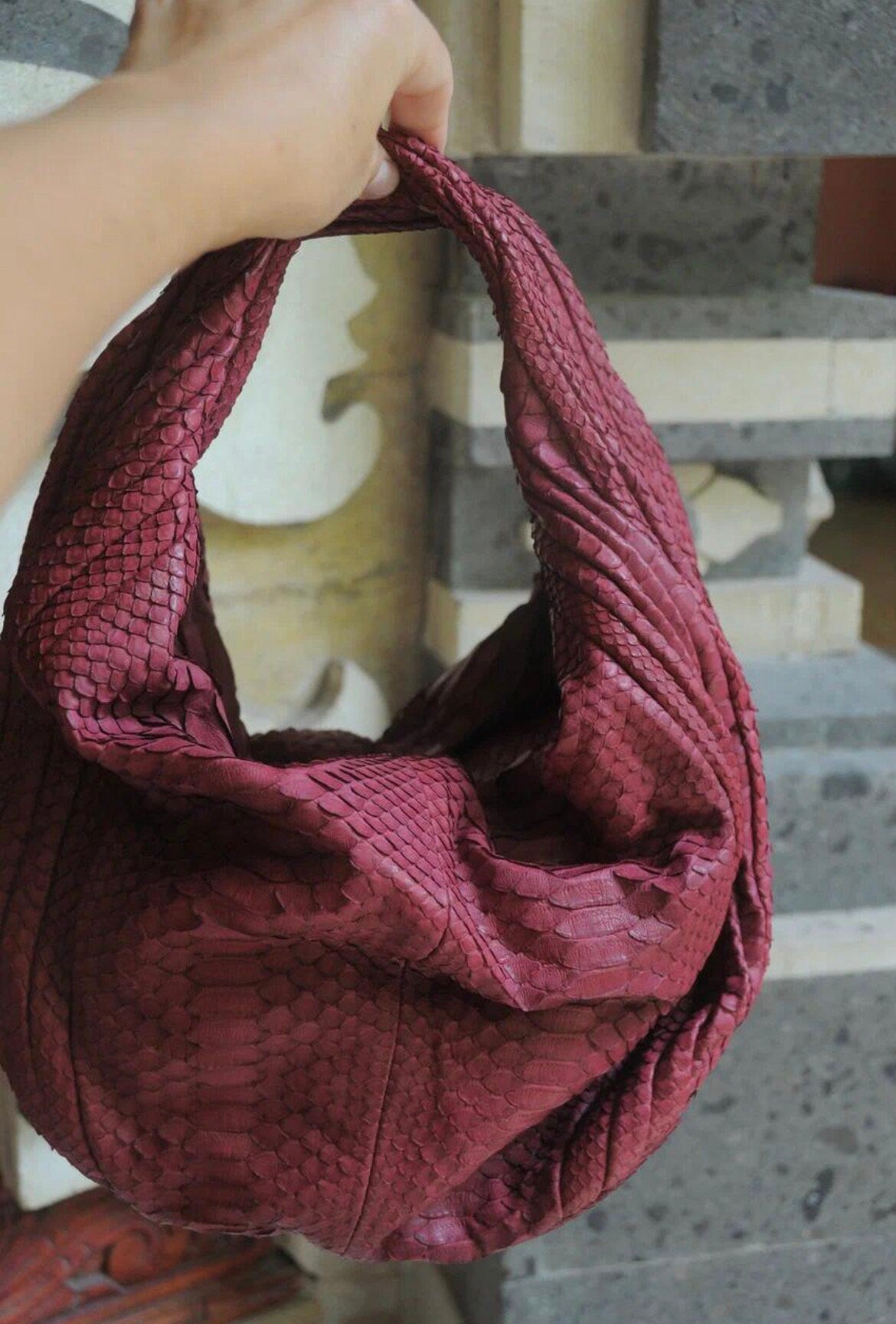 Medium Soft Hobo Classy Sport Woman Stitched Bag — Red