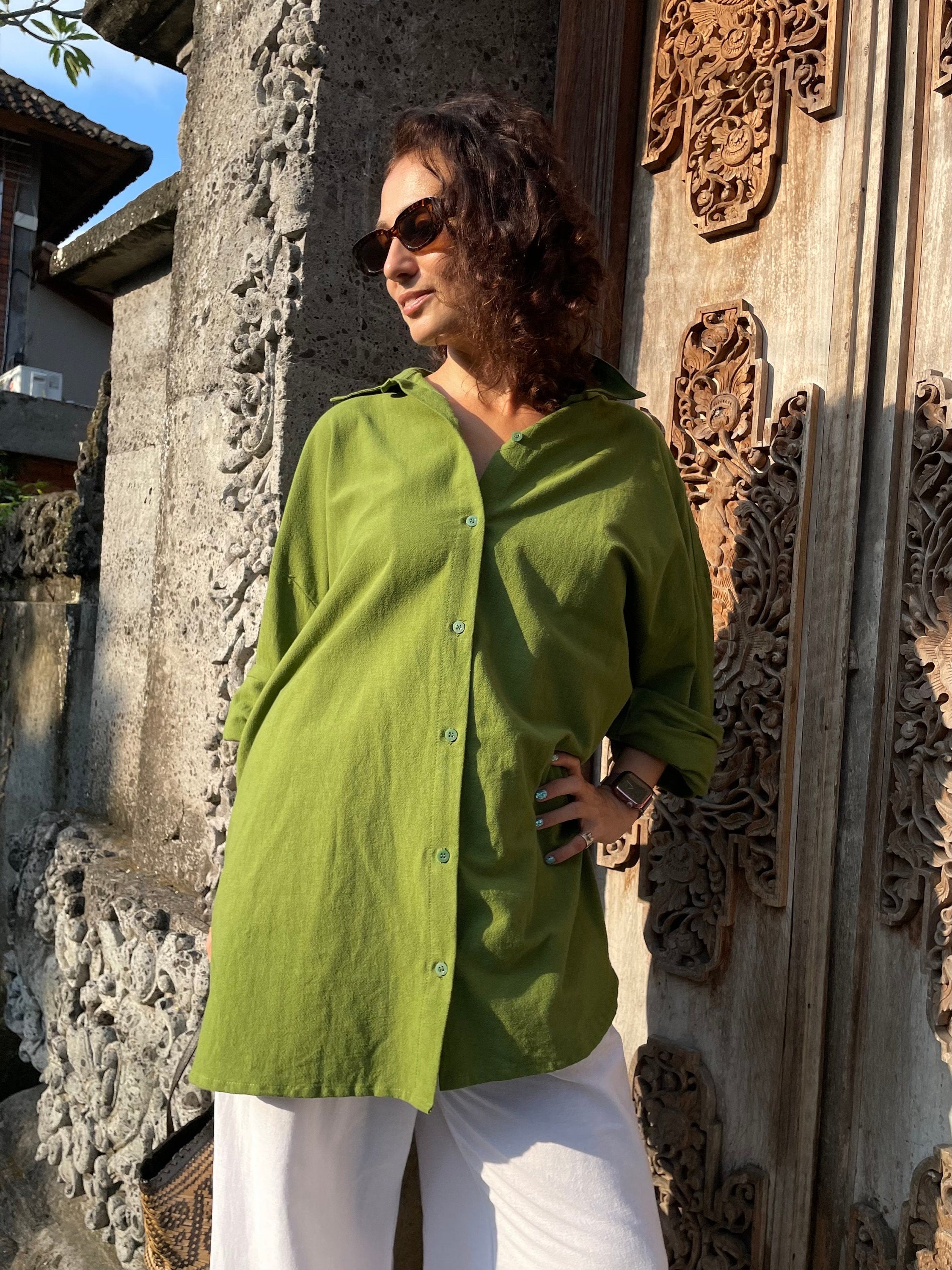 Oversized Khaki Linen Shirt MALDI
