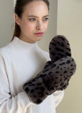Genuine Shearling Mittens — Leopard Print
