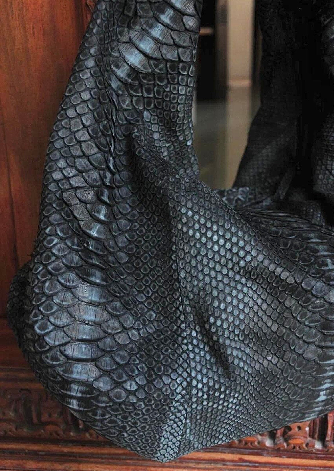 Big Soft Hobo Python Skin Bag — Gray