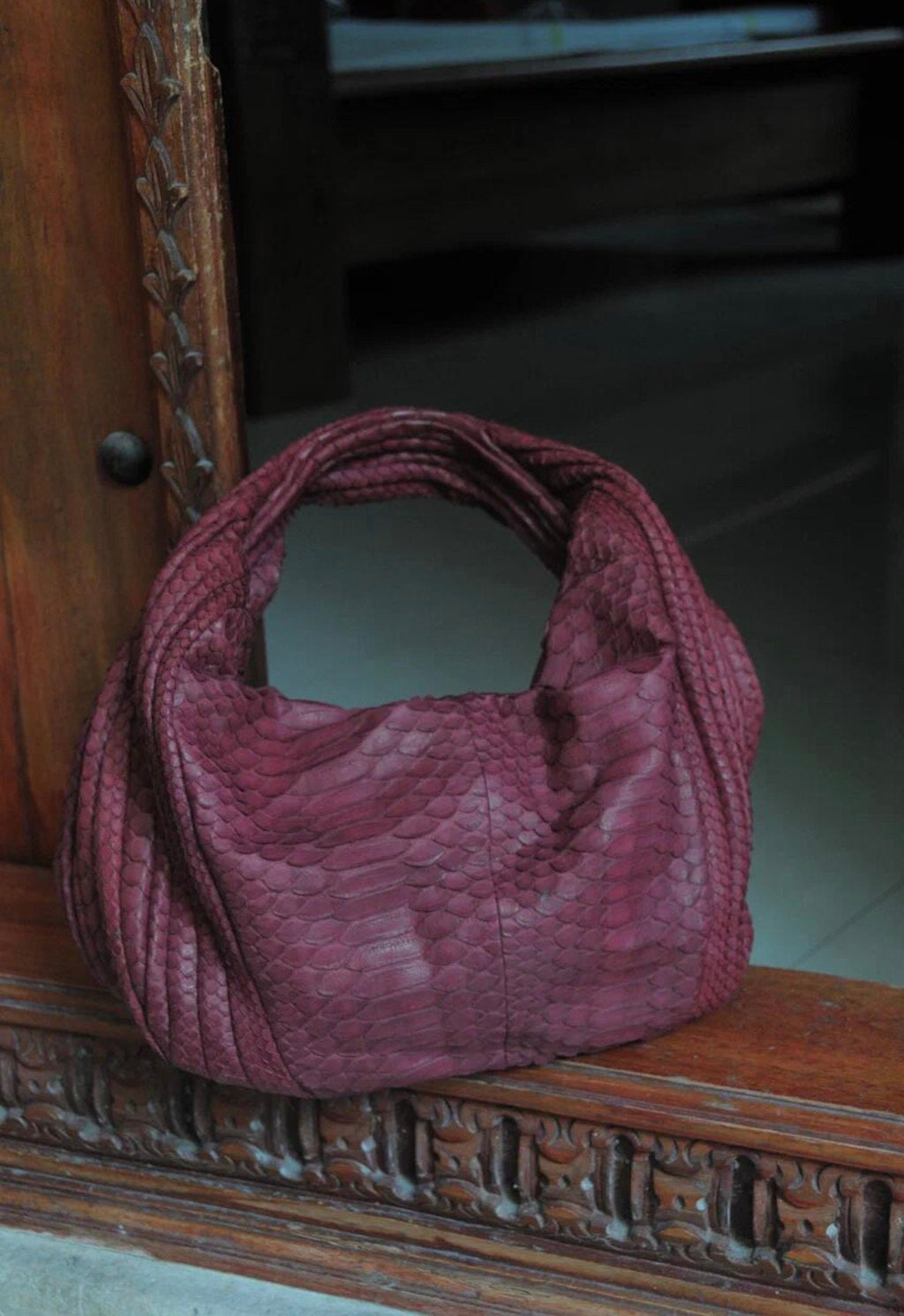 Medium Soft Hobo Classy Sport Woman Stitched Bag — Red