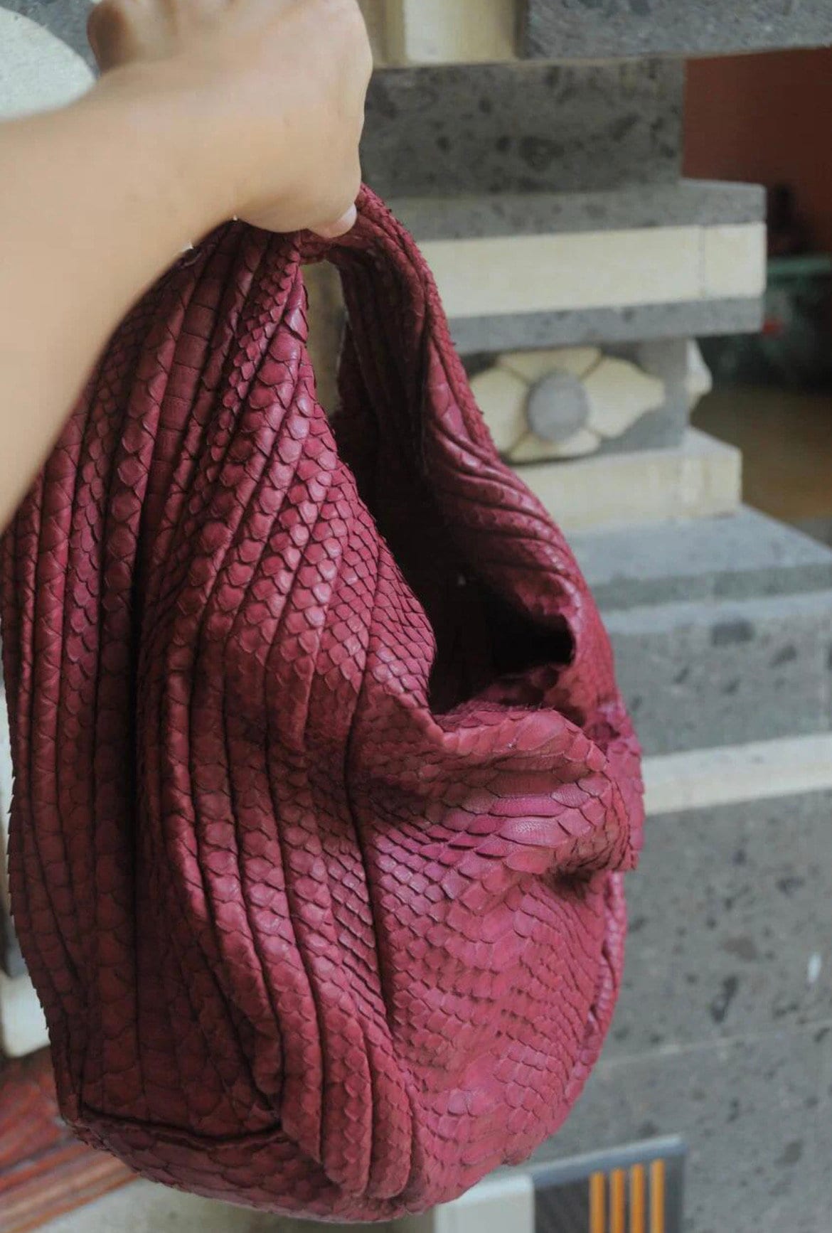Medium Soft Hobo Classy Sport Woman Stitched Bag — Red