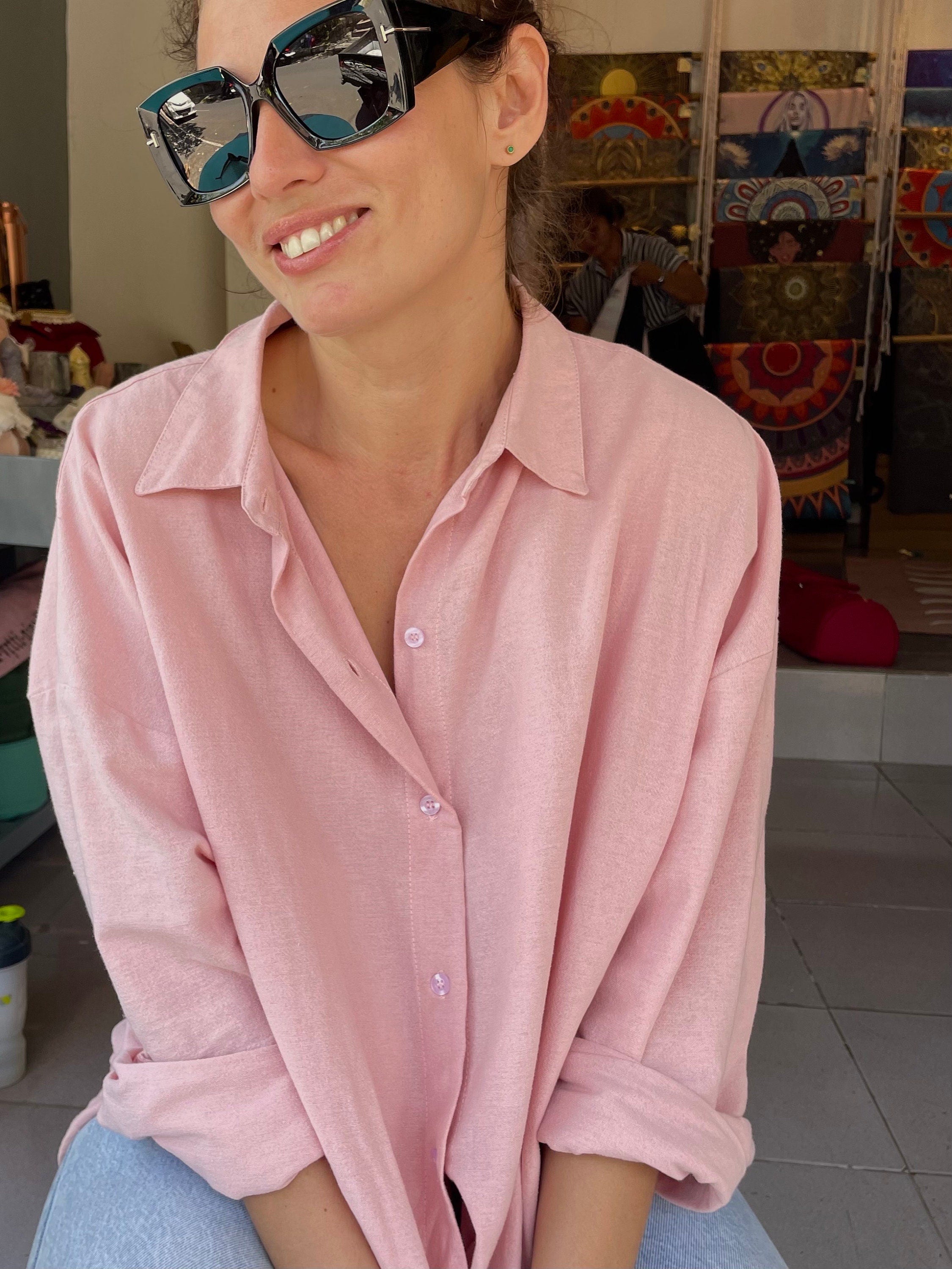 Oversized Linen Shirt MALDI — Pink
