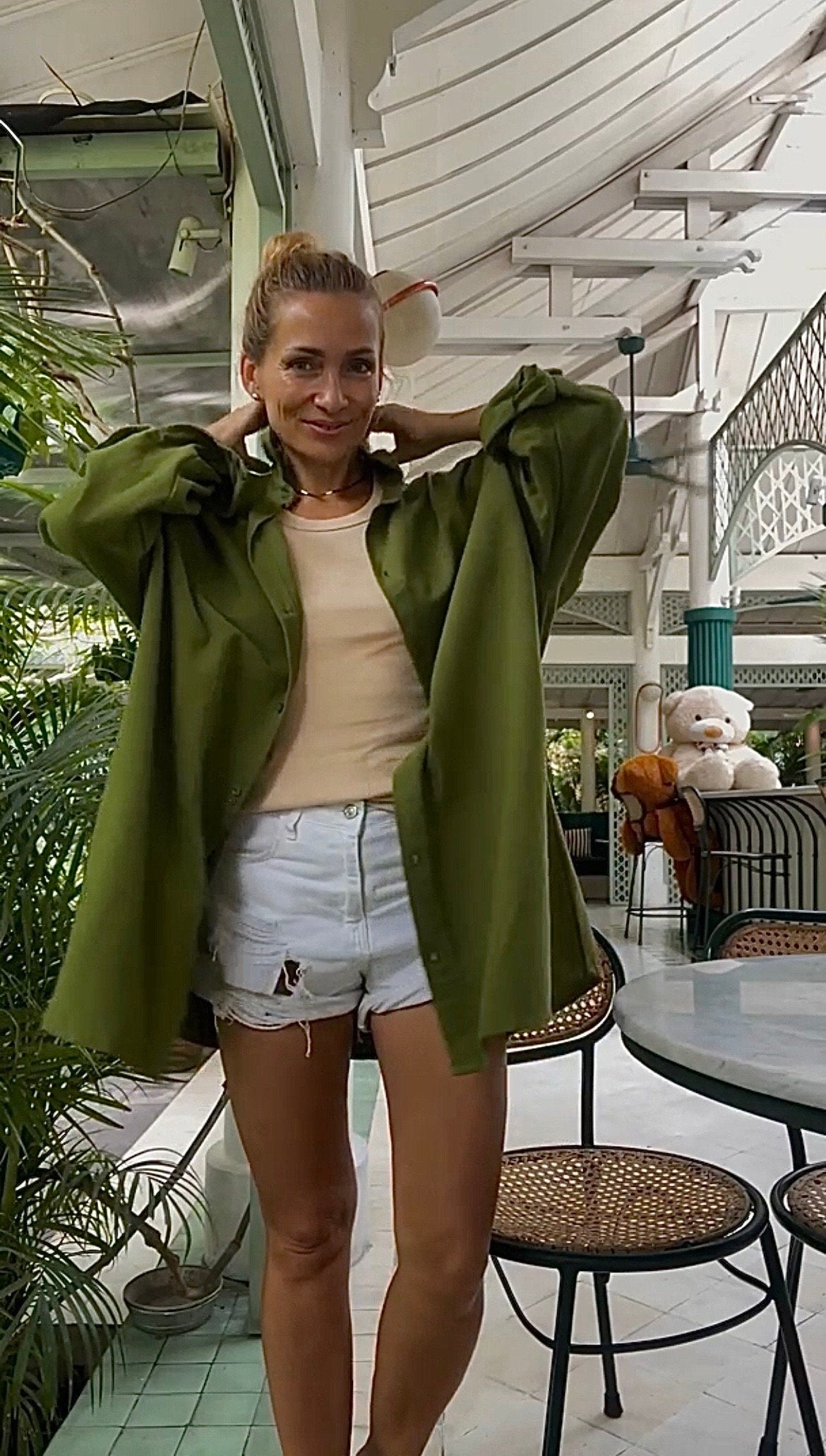 Oversized Khaki Linen Shirt MALDI