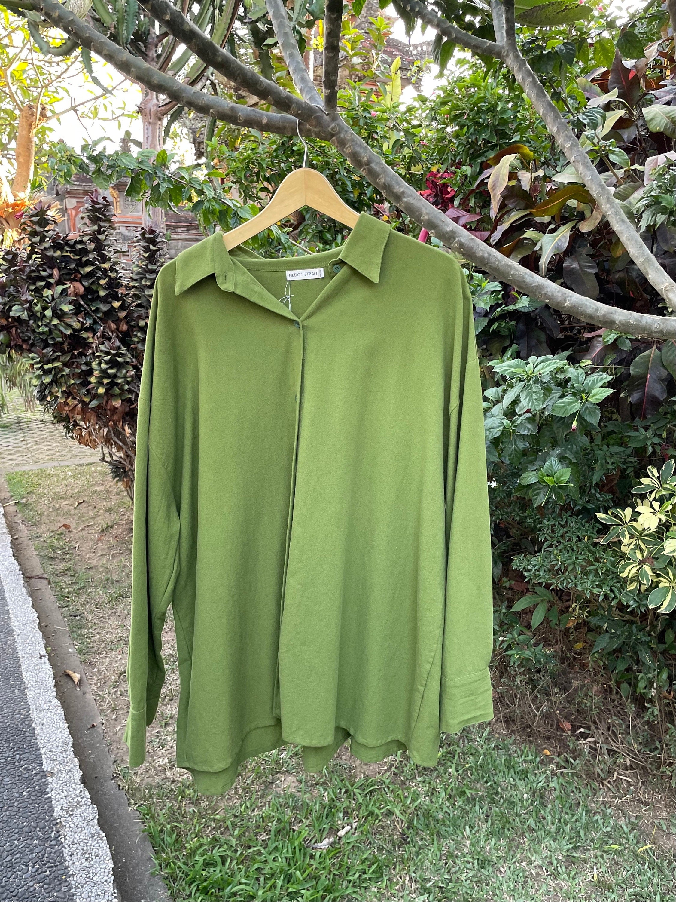 Oversized Khaki Linen Shirt MALDI