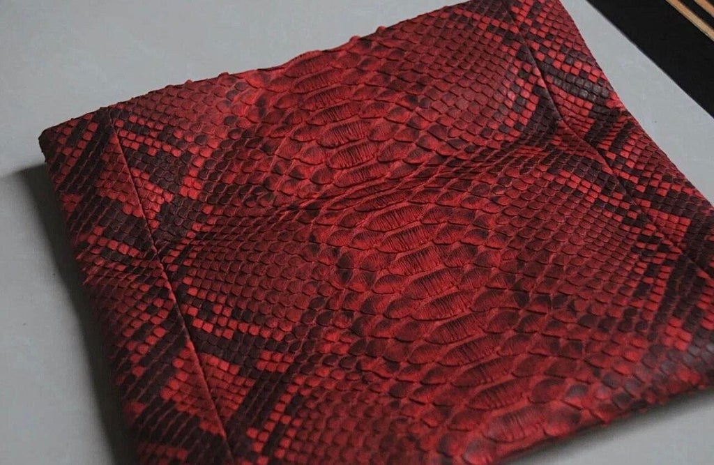 Genuine Python Skin Envelope Clutch — Red