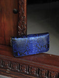 Genuine Python Skin Wallet — Electric Blue with Pattern