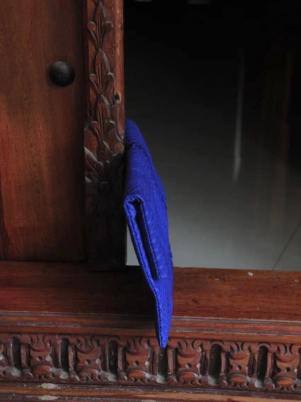 Genuine python skin bright blue ultramarine envelope clutch