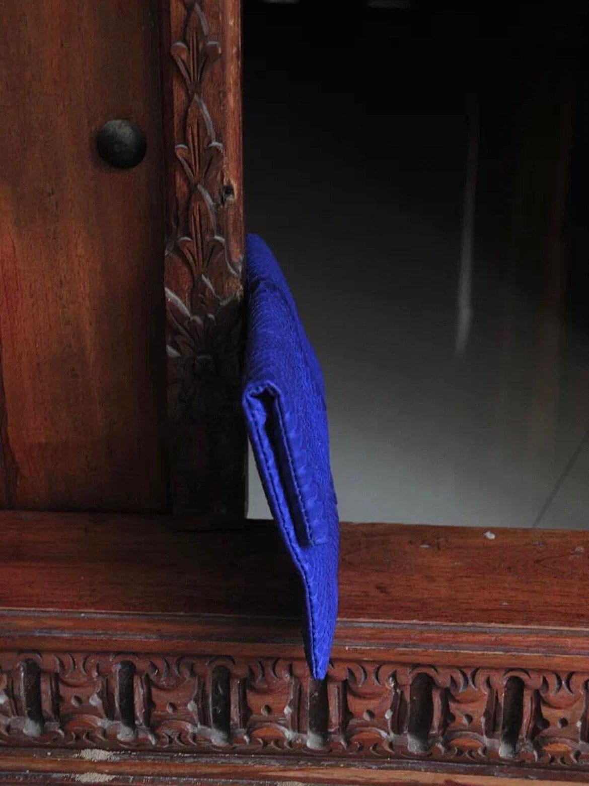 Genuine python skin bright blue ultramarine envelope clutch