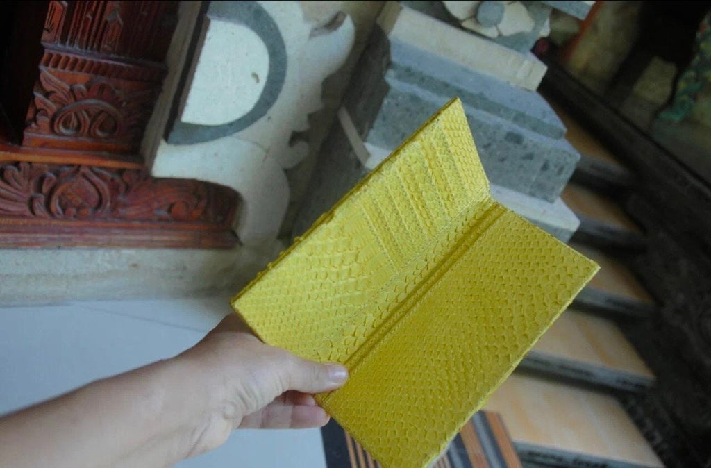 Genuine Python Skin Wallet — Yellow