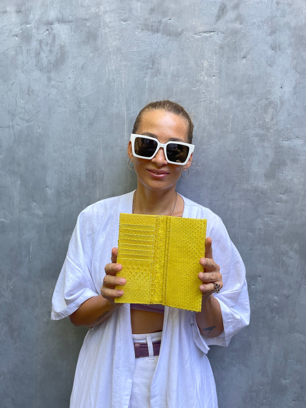 Genuine Python Skin Wallet — Yellow