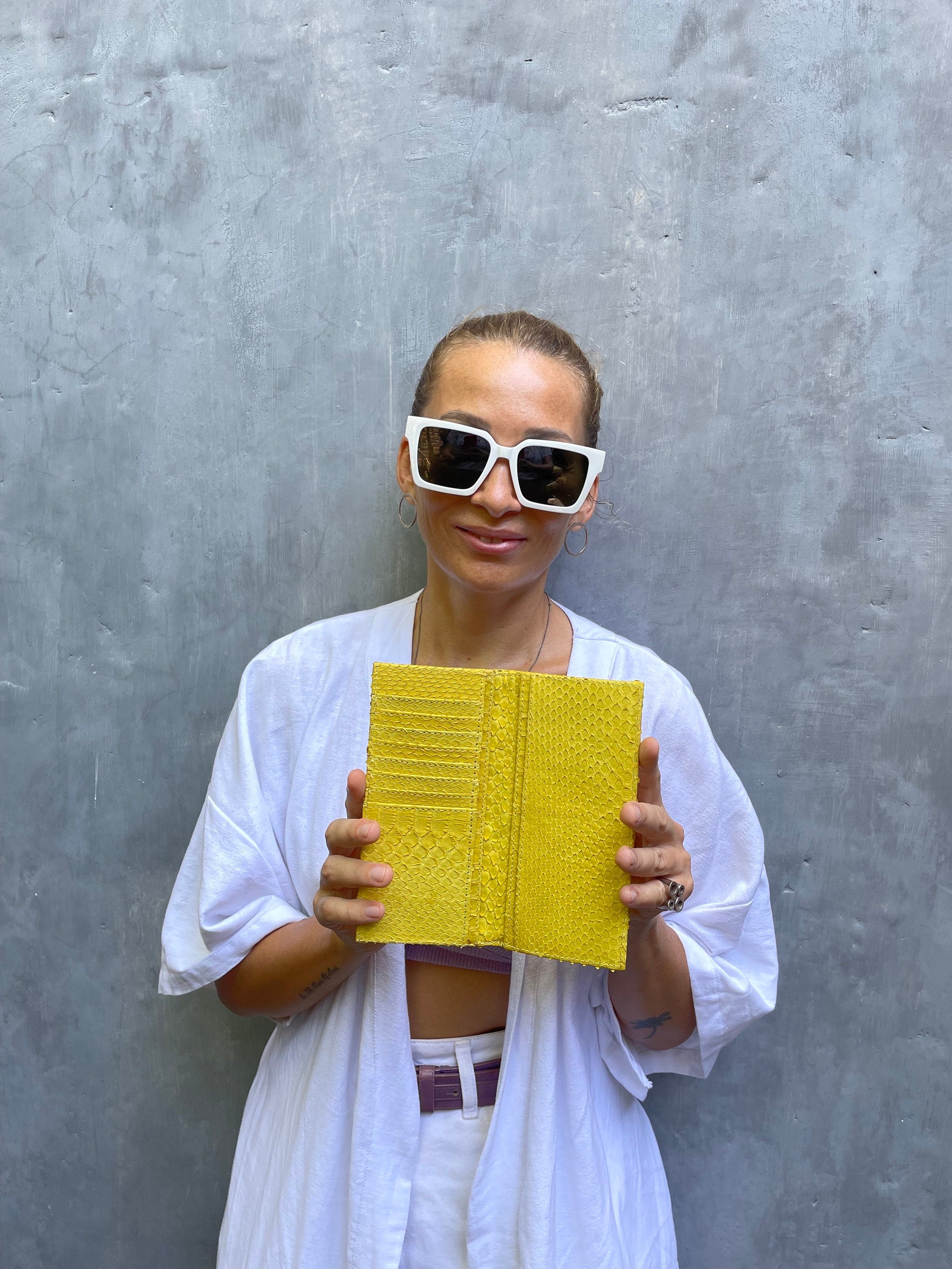 Genuine Python Skin Wallet — Yellow