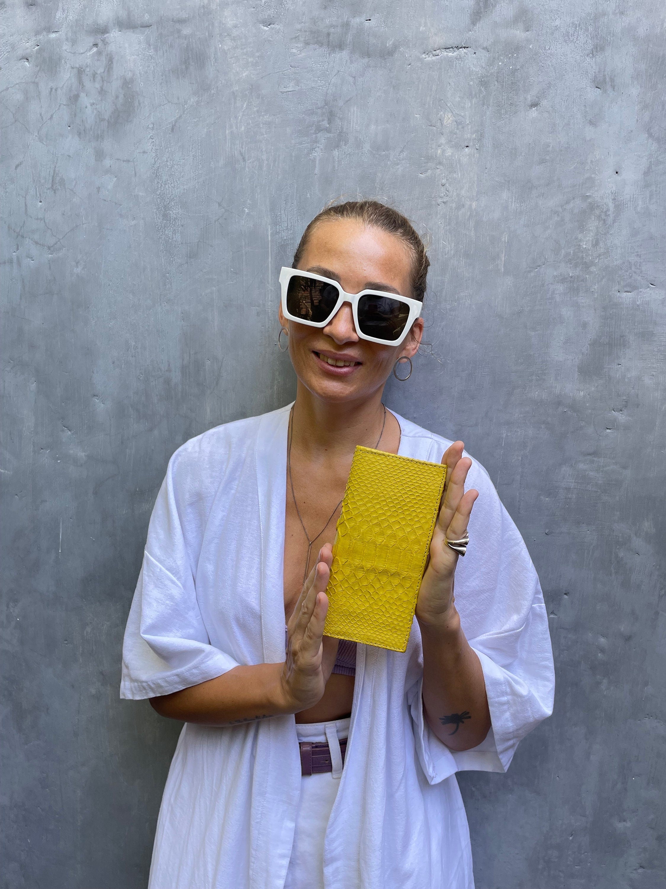 Genuine Python Skin Wallet — Yellow