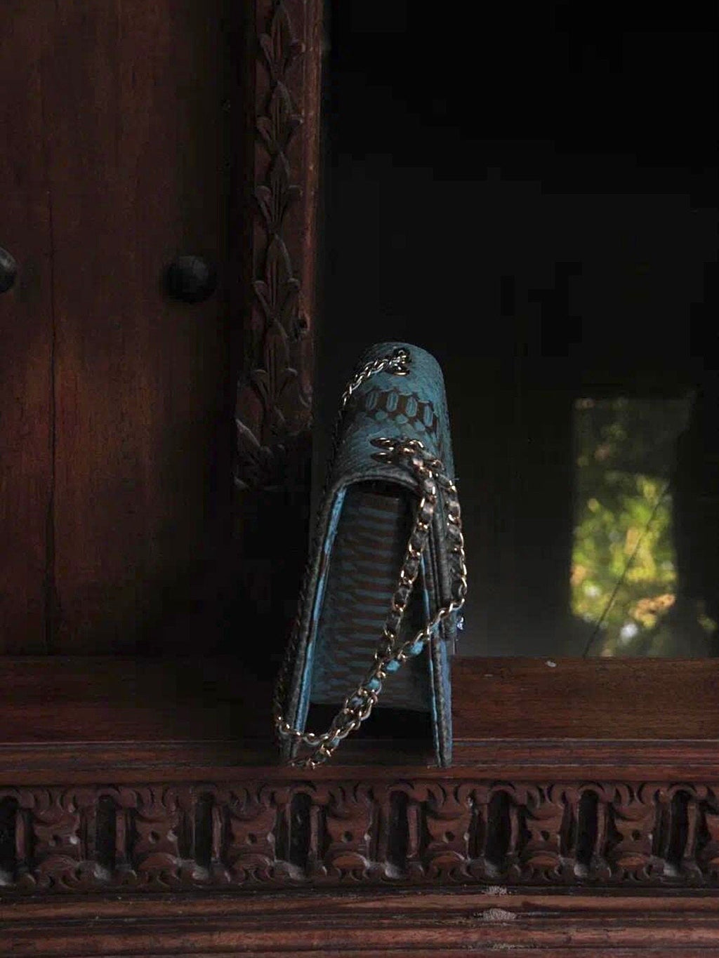 Genuine python skin crossbody blue classy bag