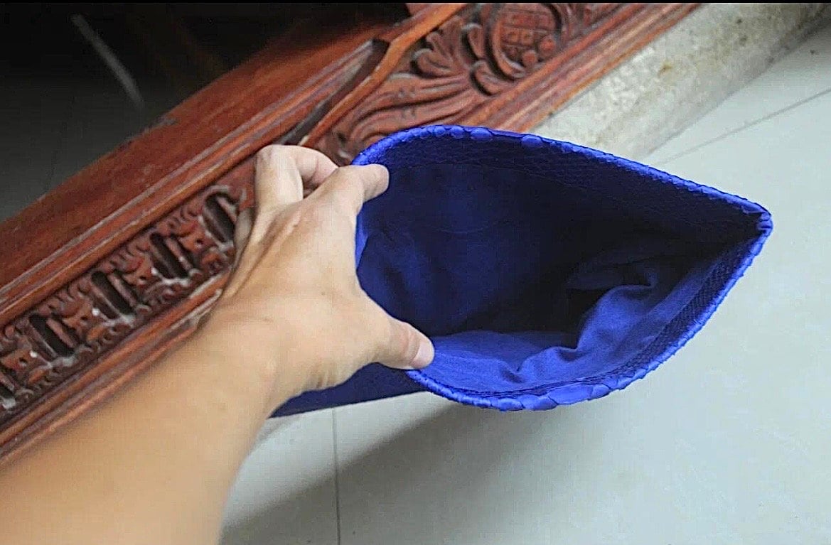Genuine python skin bright blue ultramarine envelope clutch