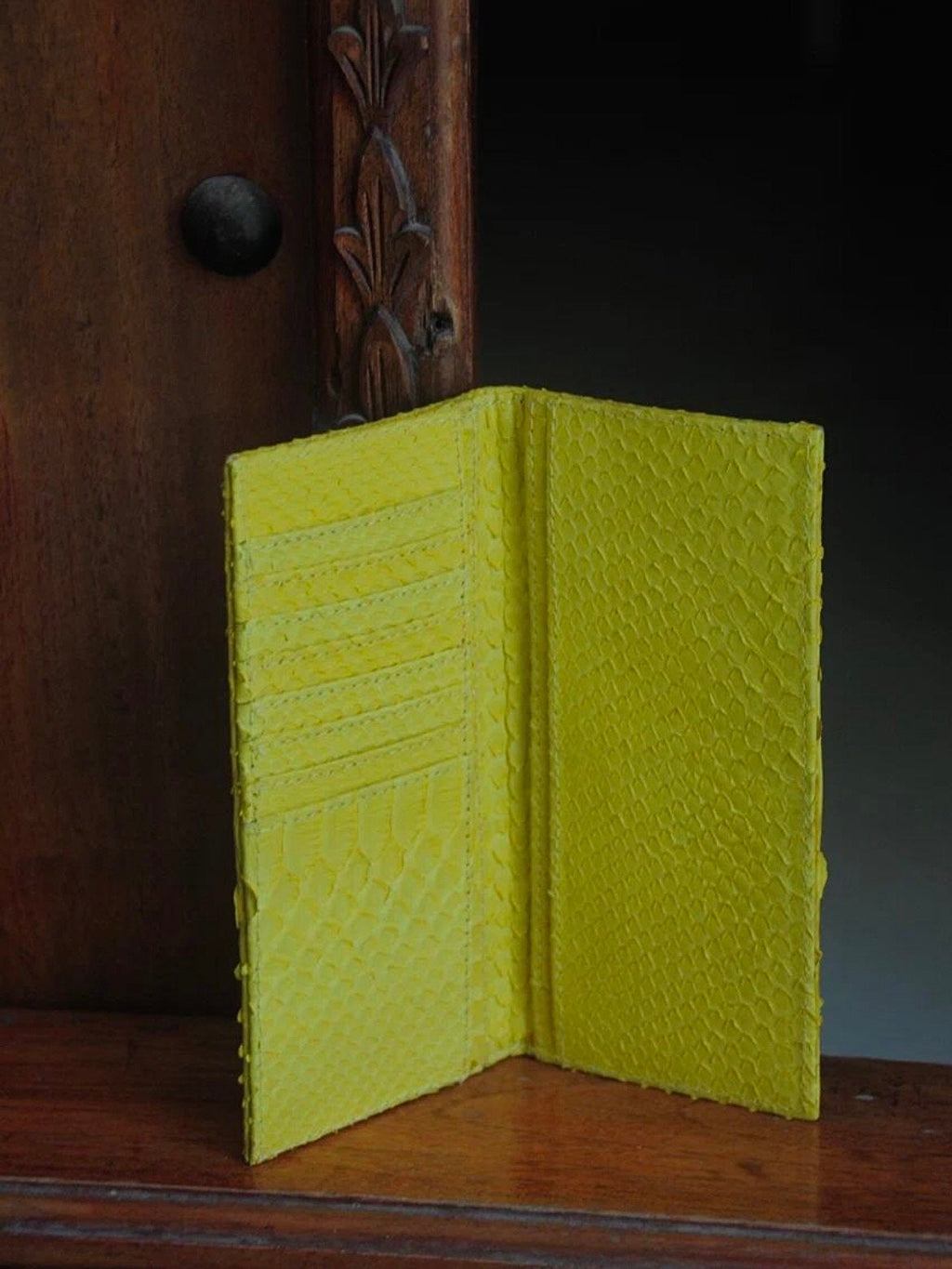 Genuine Python Skin Wallet — Yellow