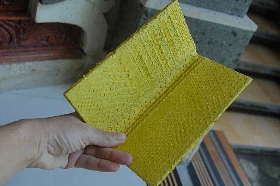 Genuine Python Skin Wallet — Yellow