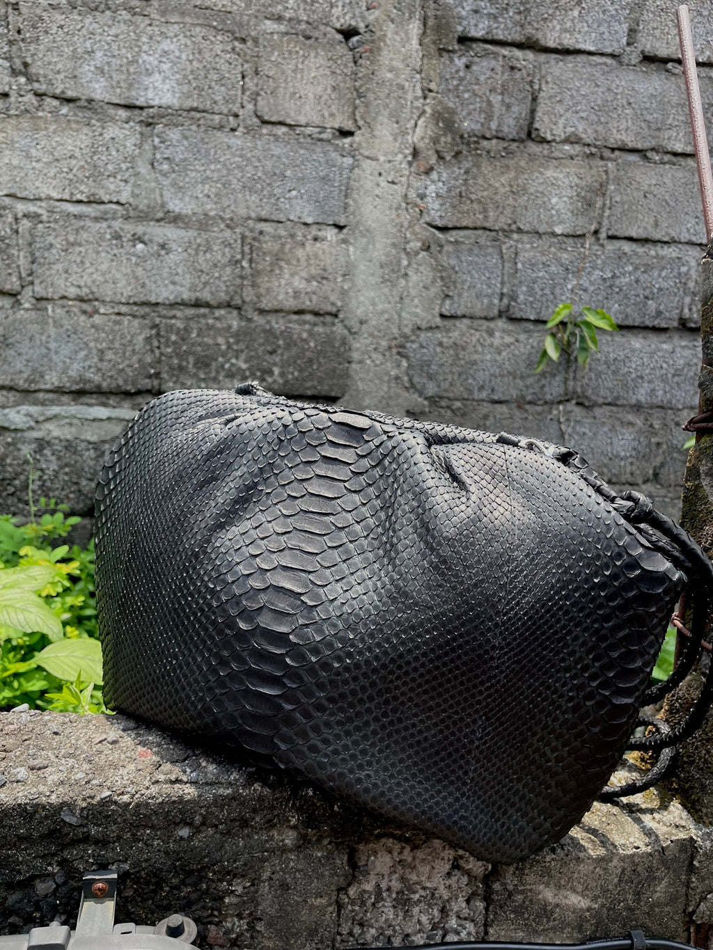 Genuine python skin black classy elegant bag / exotic leather bags / handmade designer purse