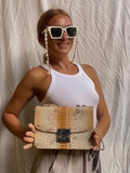 Genuine Python Skin Crossbody Bag — Gold