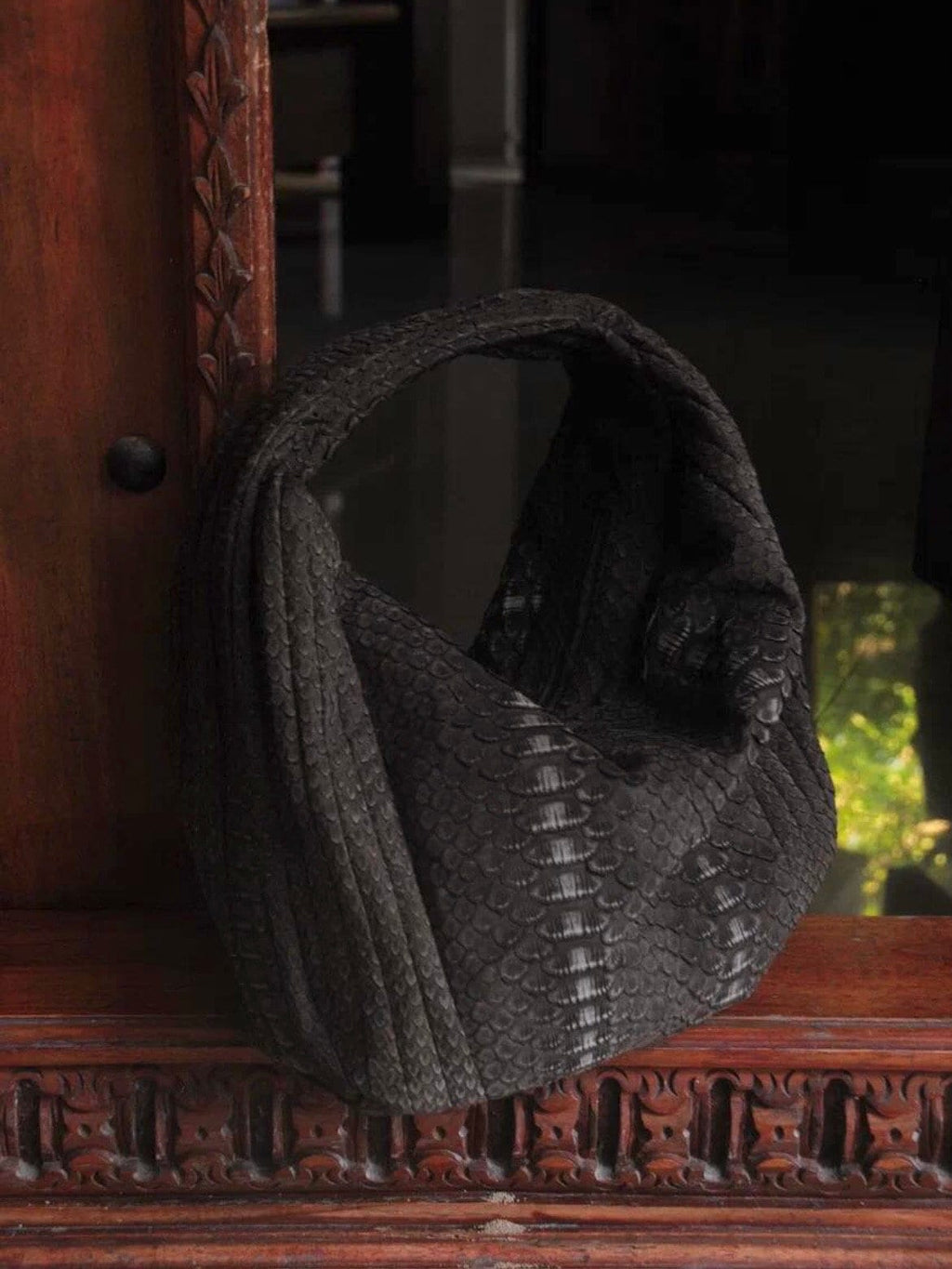 Medium Soft Hobo Python Skin Bag — Brown