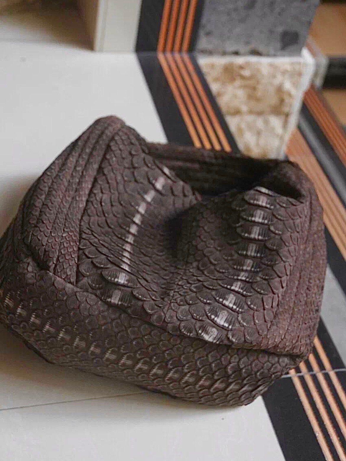 Medium Soft Hobo Python Skin Bag — Brown