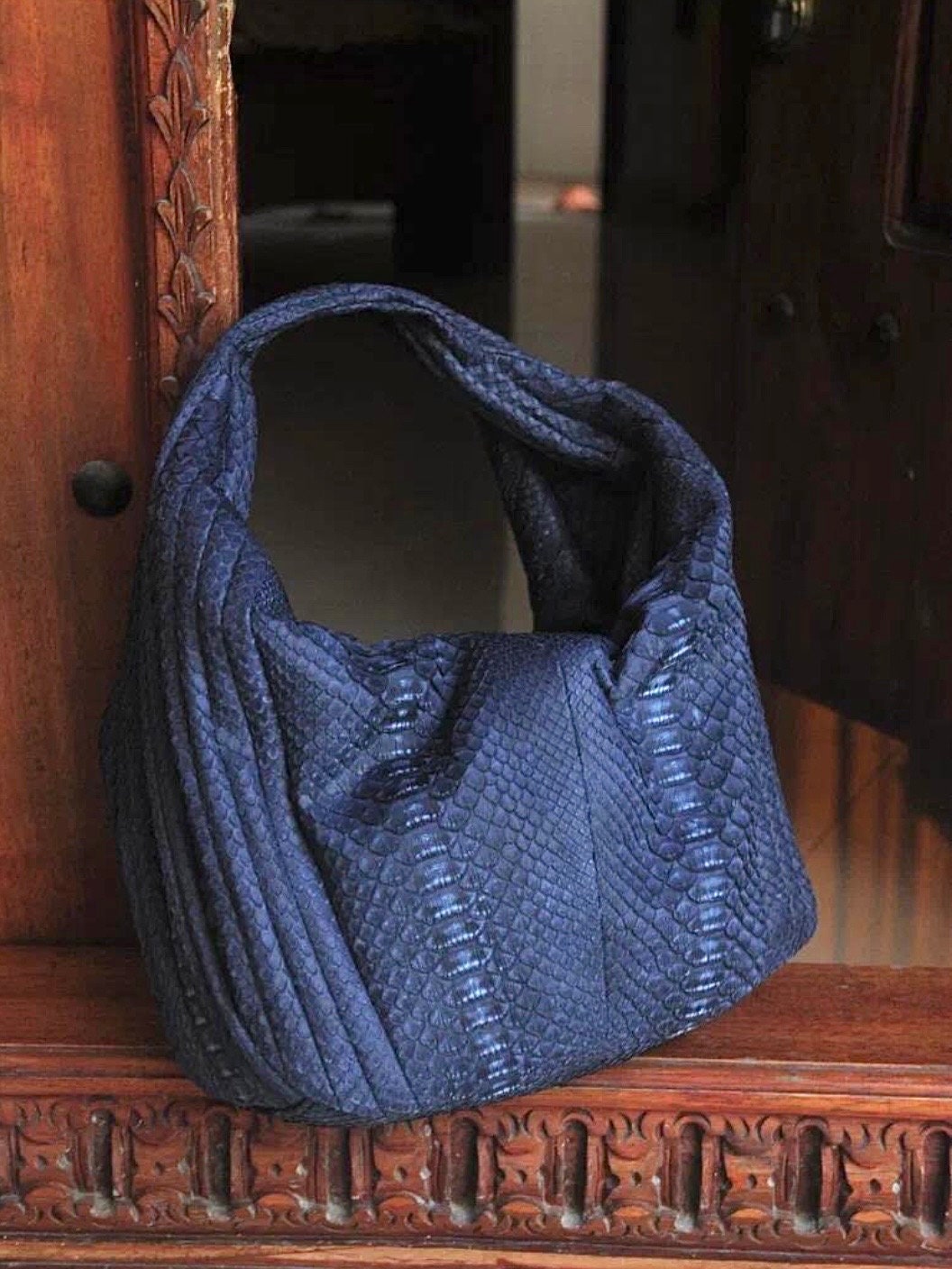 Medium Soft Hobo Python Skin Stitched Bag — Jeans
