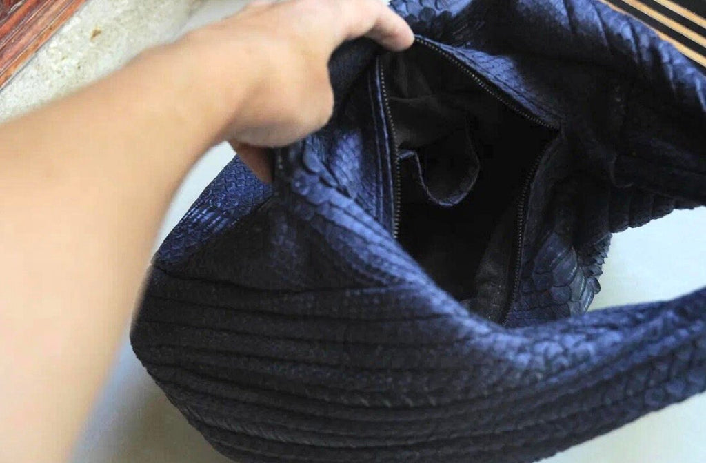 Medium Soft Hobo Python Skin Stitched Bag — Jeans