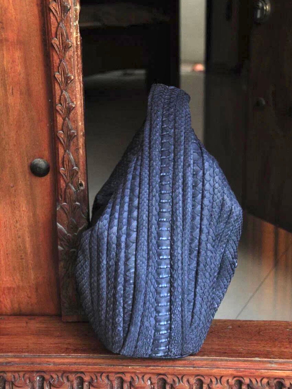 Medium Soft Hobo Python Skin Stitched Bag — Jeans