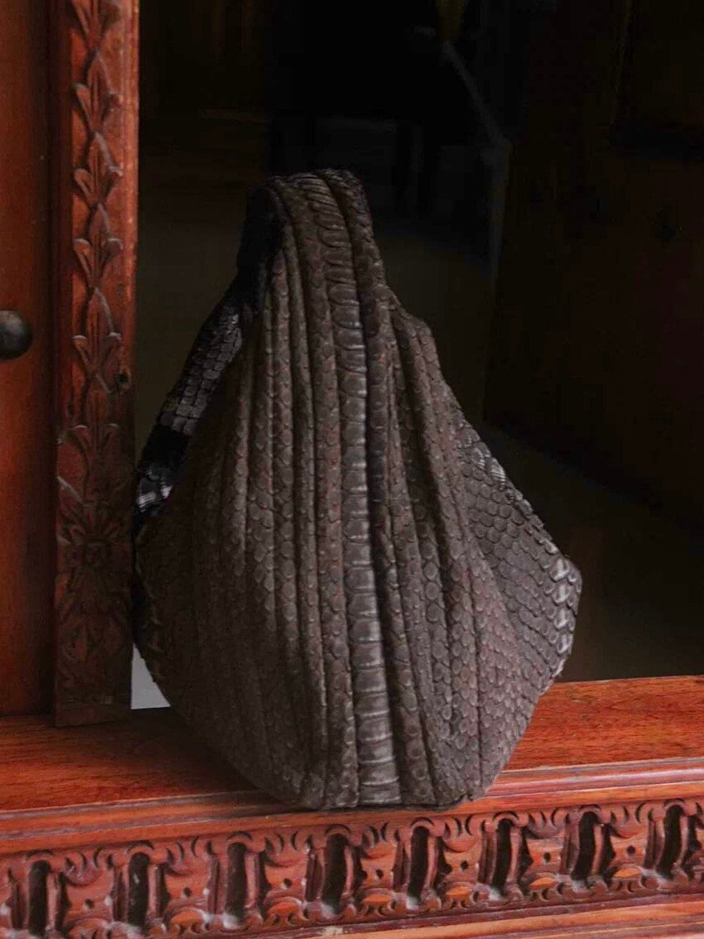 Medium Soft Hobo Python Skin Bag — Brown