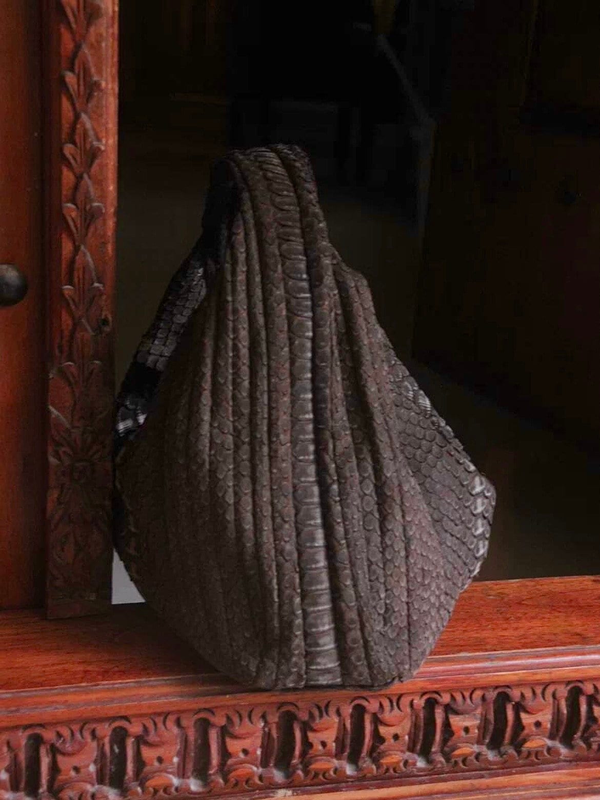 Medium Soft Hobo Python Skin Bag — Brown