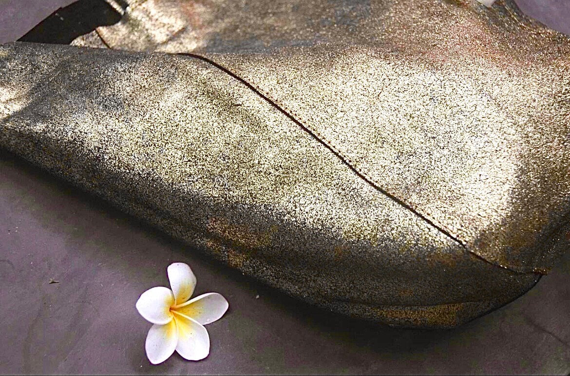 Genuine Leather Tote Bag — Gold