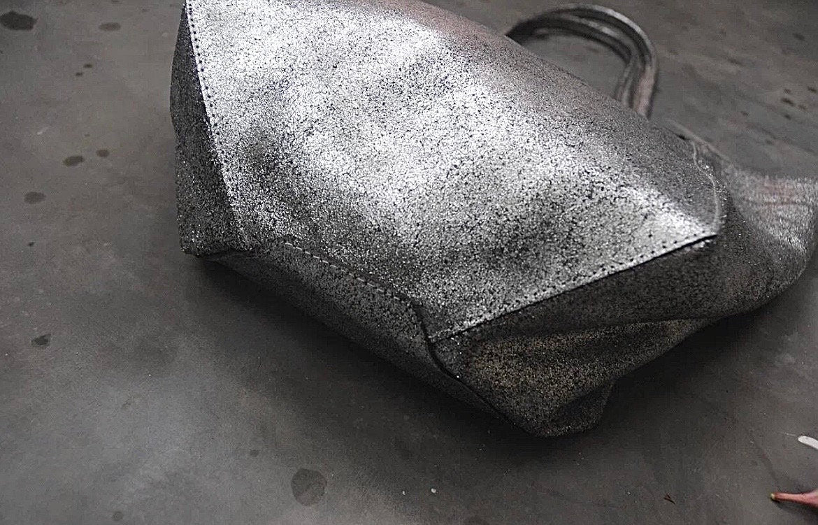 Genuine leather silver tote shopper big bag / everyday purse / handmade bags / designer bags / summer bag / gift for her — Red